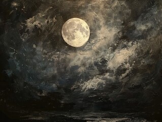 Night Sky With Full Moon 