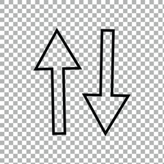 Up and Down Arrows vector icon isolated on transparent background, Up and Down Arrows transparency logo design. Vector Illustration.