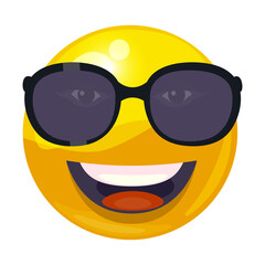 Sun in sunglasses character smiley cartoon