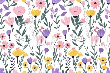 Chic floral tapestry. Handdrawn pattern for stylish fabrics