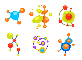 Colorful Molecular Design Logos vector