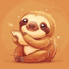 Fototapeta premium kawaii cute happy sloth.