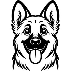 German Shepherd Dog Head Illustration.
