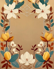 Greeting Card Design with a floral background. Mother's Day Card. Copy space.