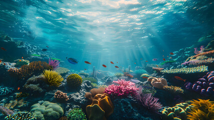 Fototapeta na wymiar Beautiful and fantastic background image in the blue sea