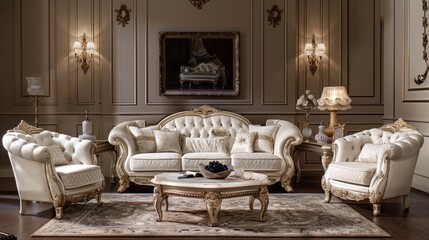 Luxury Living Room Elegant Furniture: A photo highlighting a luxury living room with elegant furniture