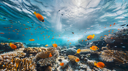 Fototapeta na wymiar Beautiful and fantastic background image in the blue sea
