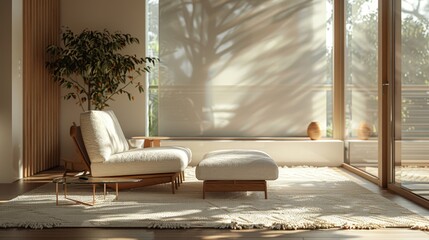 Minimalist Living Room Cozy Ambiance: A photo featuring a minimalist living room with a cozy ambiance
