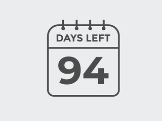 94 days to go countdown template. 94 day Countdown left days banner design. 94 Days left countdown timer