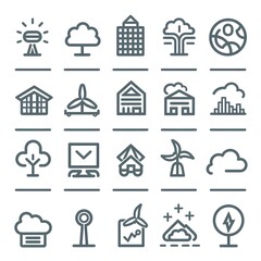 eco outline icons set isolated on white background flat vector illustration