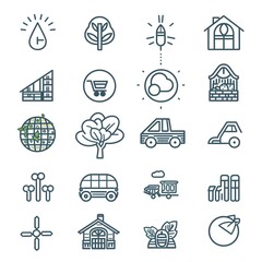 eco outline icons set isolated on white background flat vector illustration