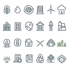 eco outline icons set isolated on white background flat vector illustration