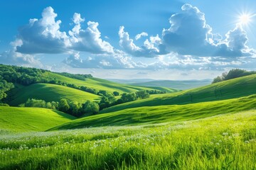 Lovely summertime countryside in Ukraine, Europe. Generative Ai