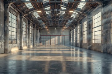 Clear out the factory or warehouse and add 3D interior design. Generative Ai