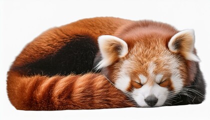 Wallpaper texted red panda sleeping isolated  background