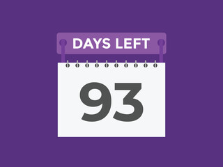 93 days to go countdown template. 93 day Countdown left days banner design. 93 Days left countdown timer