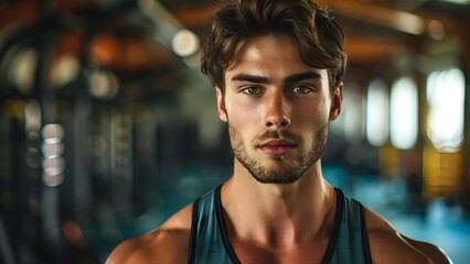 Obraz premium Fit young man with strength and athleticism emphasizing physical health and exercise . Concept Athletic Lifestyle, Fitness Photography, Exercise Motivation, Strength and Agility, Healthy Living