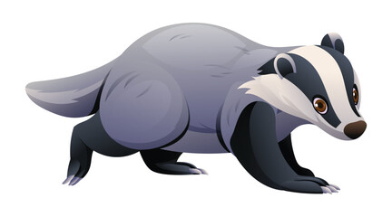 Badger cartoon vector illustration isolated on white background