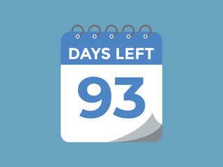 93 days to go countdown template. 93 day Countdown left days banner design. 93 Days left countdown timer