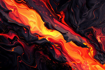 Volcanic fire lava dripping down cliff. Flowing magma cartoon illustration