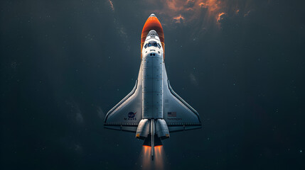 Space shuttle on dark background. Gradient  Space, generative ai