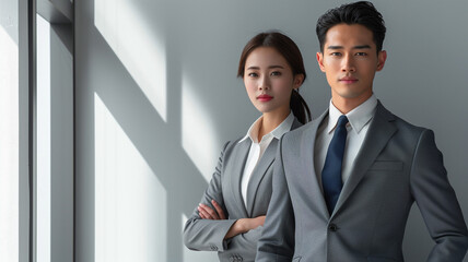 Confident Corporate Duo in Modern Office Environment