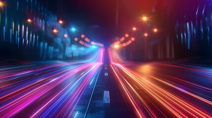 Obraz premium Fantastic wallpaper, 3d render, abstract futuristic neon background with glowing ascending lines