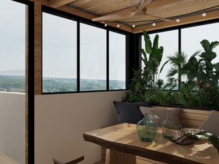 Fototapeta premium casa de estilo moderno minimalista . muebles de diseño y terraza con piscina