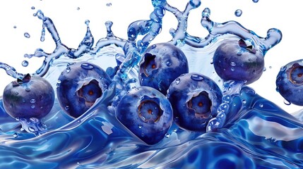 Blueberry juice splash isolated on transparent background. Generative Ai