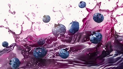Blueberry juice splash isolated on transparent background. Generative Ai