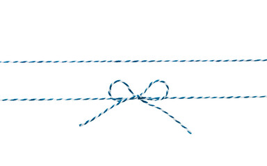 Blue twine rope set isolated on white. Package string, package decor. © nys