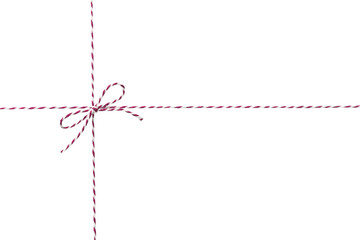Red twine rope set isolated on white. Package string, package decor.