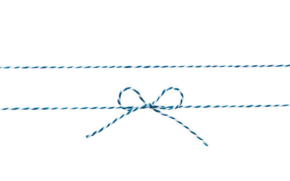 Blue twine rope set isolated on white. Package string, package decor.