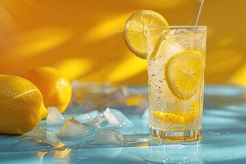 A glass filled with refreshing lemonade was served. Generative Ai