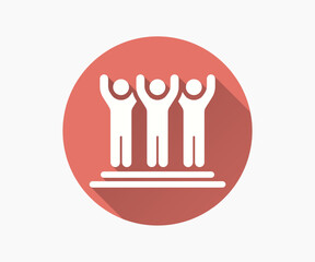 Team meeting flat icon. Simple illustration with long shadow for graphic and web design.