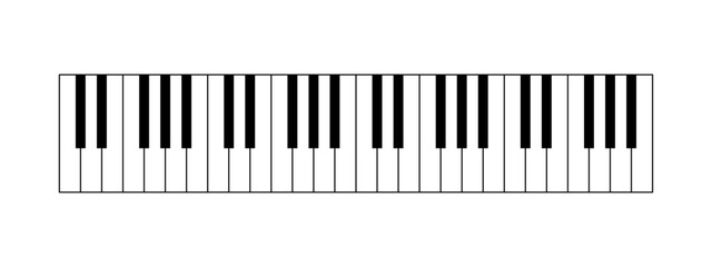 Piano key, keyboard. Piano. Musical instrument.  Synthesizer. Vector eps or transparent png.
