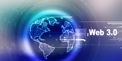 2D illustration Web against glowing technological background