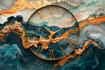 Resin art wall clock with clock hands m
