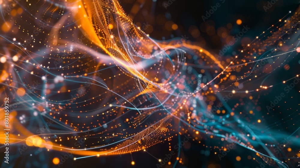Aufkleber A mesmerizing visualization of real-time data flows across the metaverse, showcasing the dynamic interactions of its inhabitants.