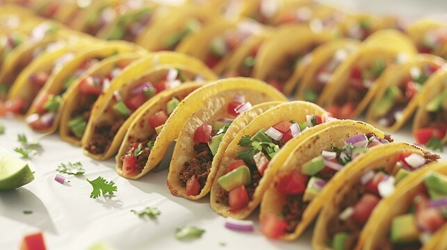 A minimalist style image of Mexican tacos focusing 