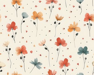 Obraz premium Pattern in decorative Cartoon flowers in different colors and shapes for gift packaging. Background for Valentine's Day, women's Day, Birthday, 