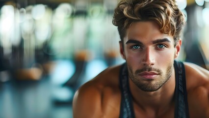 Young man showcasing physical health and exercise with strength and athleticism. Concept Physical Health, Exercise, Strength, Athlete, Fitness