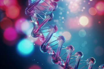 Close up a DNA helix in Optogenetics technology