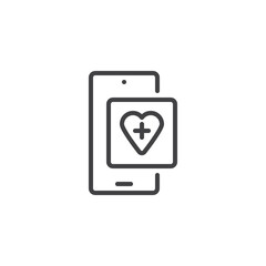 Mobile Health App line icon