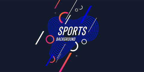 Sports poster. Abstract blobs and geometric shapes on a background. Vector illustration