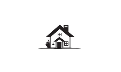 real estate logo black simple flat icon on white background