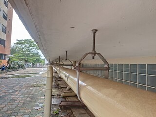 Installation of chilled water pipes and hanging with  hanger support