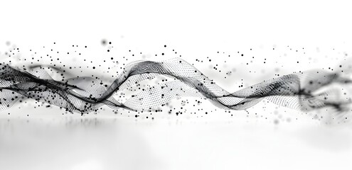 Fototapeta premium Abstract black and white background with interconnected dots, lines and shapes representing the complexity of digital data flow in network connections or global communication technologies in the style