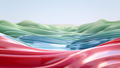 Red and Green Abstract Wave Forms