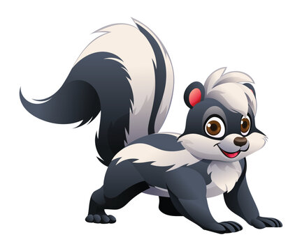 recommend clip art: Cartoon skunk vector illustration isolated on white background